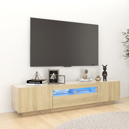 Meuble TV vidaXL avec lumières LED chêne Sonoma 180x35x40 cm
