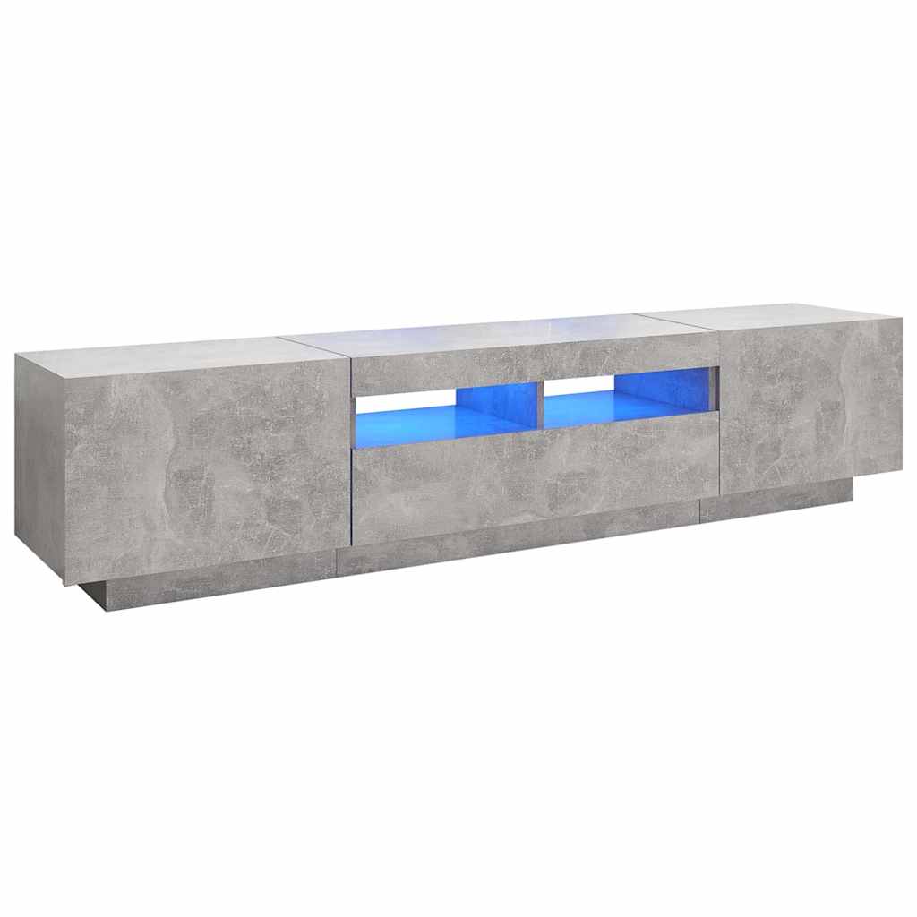 Meuble TV vidaXL avec lumières LED gris béton 180x35x40 cm