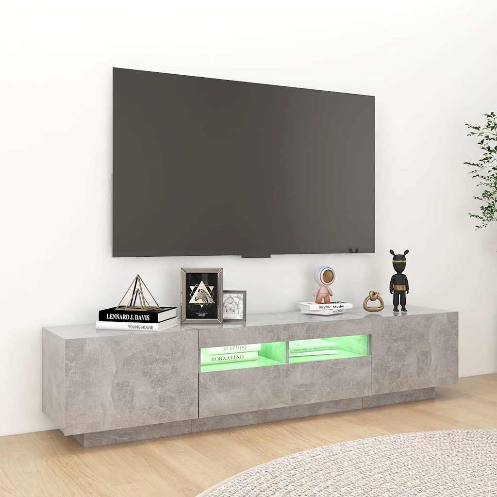 Meuble TV vidaXL avec lumières LED gris béton 180x35x40 cm