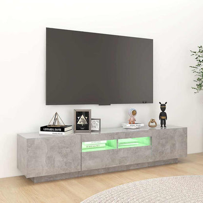 Meuble TV vidaXL avec lumières LED gris béton 180x35x40 cm