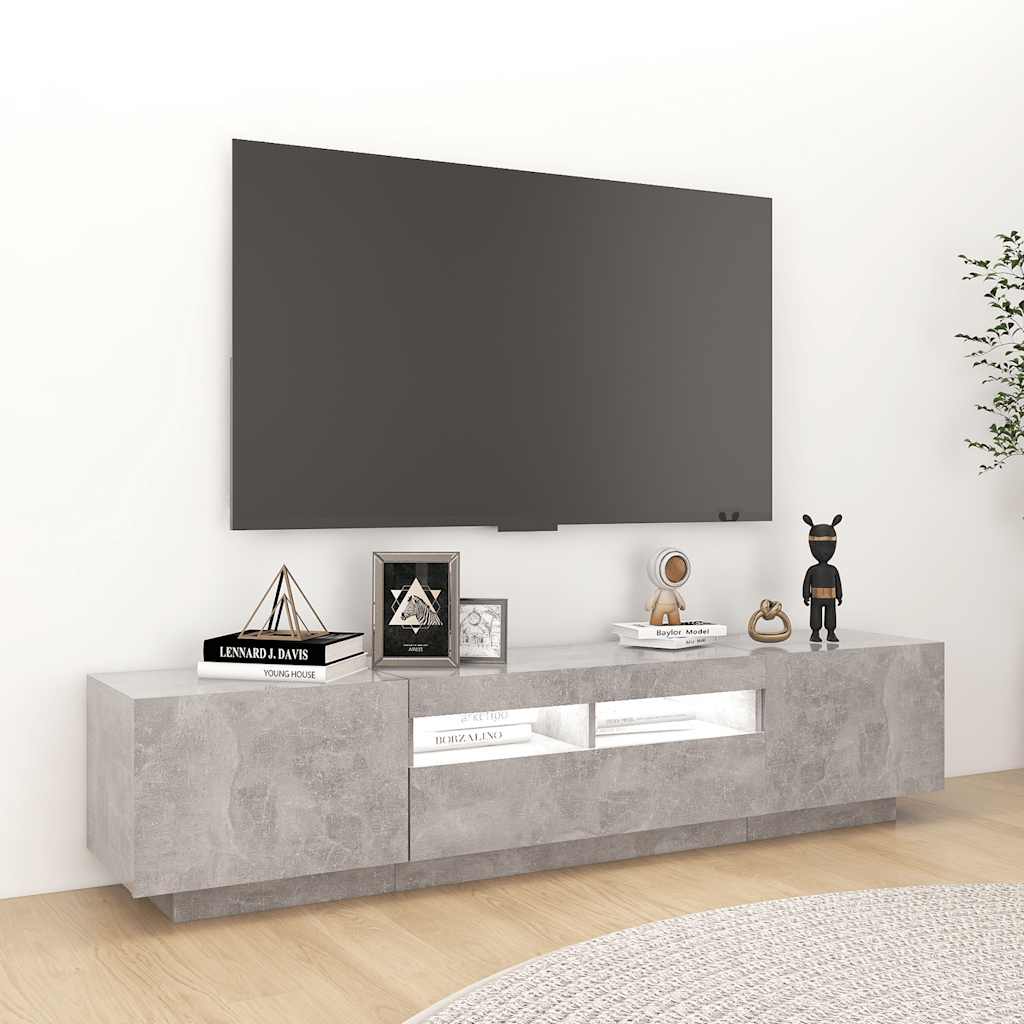 Meuble TV vidaXL avec lumières LED gris béton 180x35x40 cm
