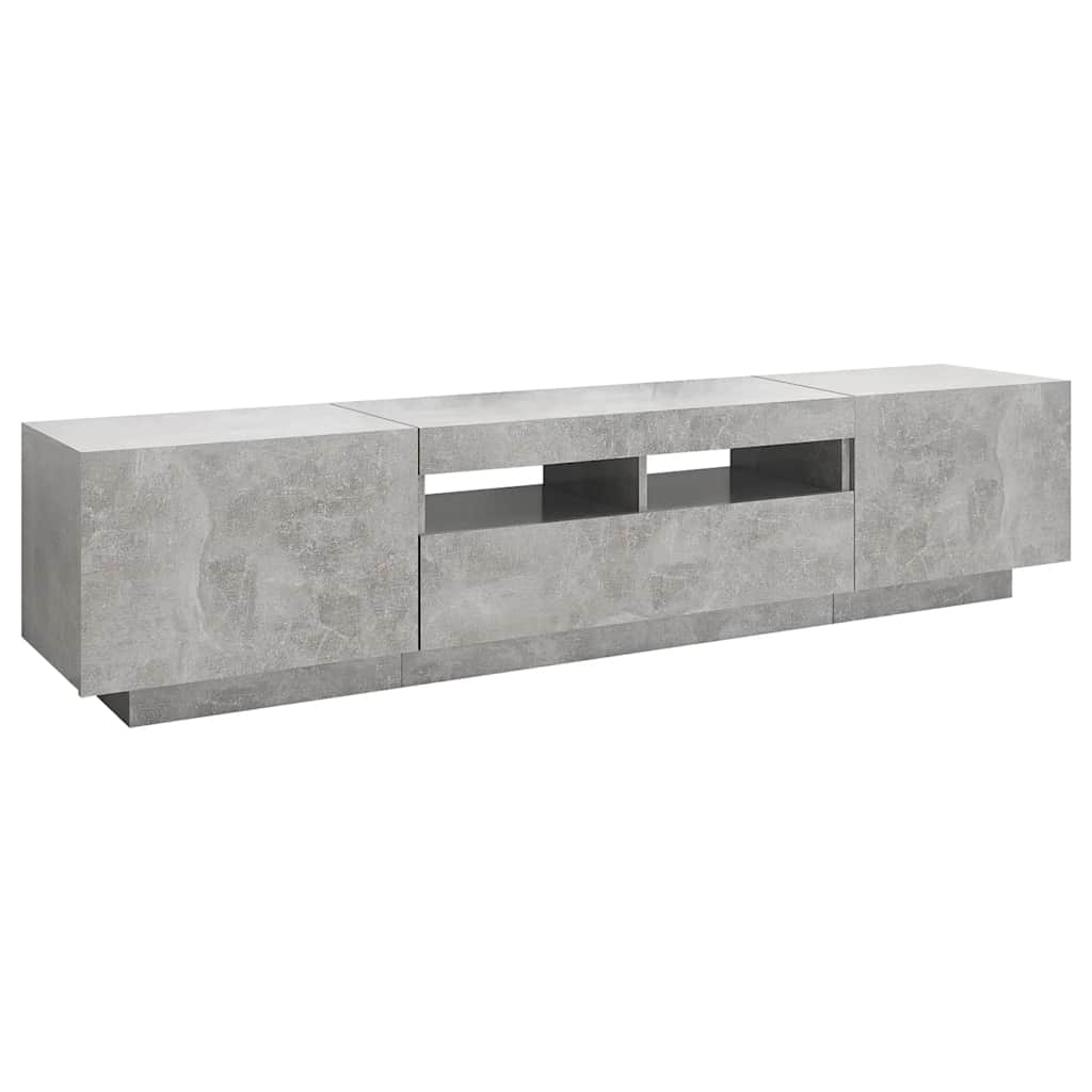Meuble TV vidaXL avec lumières LED gris béton 180x35x40 cm
