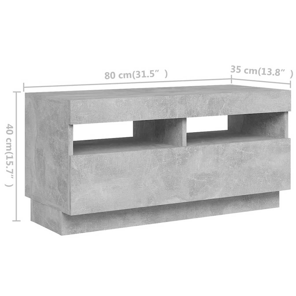 Meuble TV vidaXL avec lumières LED gris béton 180x35x40 cm