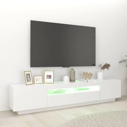 Meuble TV vidaXL avec lumières LED Blanc 200x35x40 cm