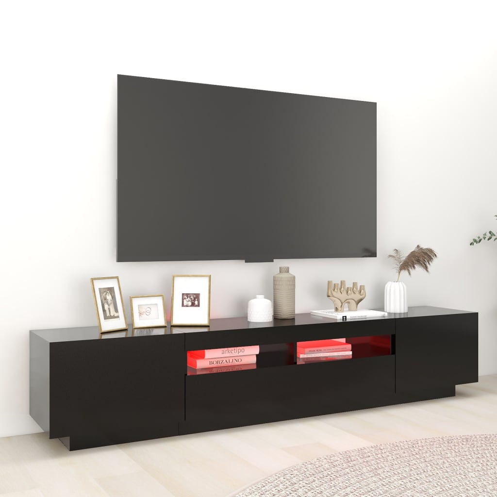 Meuble TV vidaXL avec lumières LED noir 200x35x40 cm