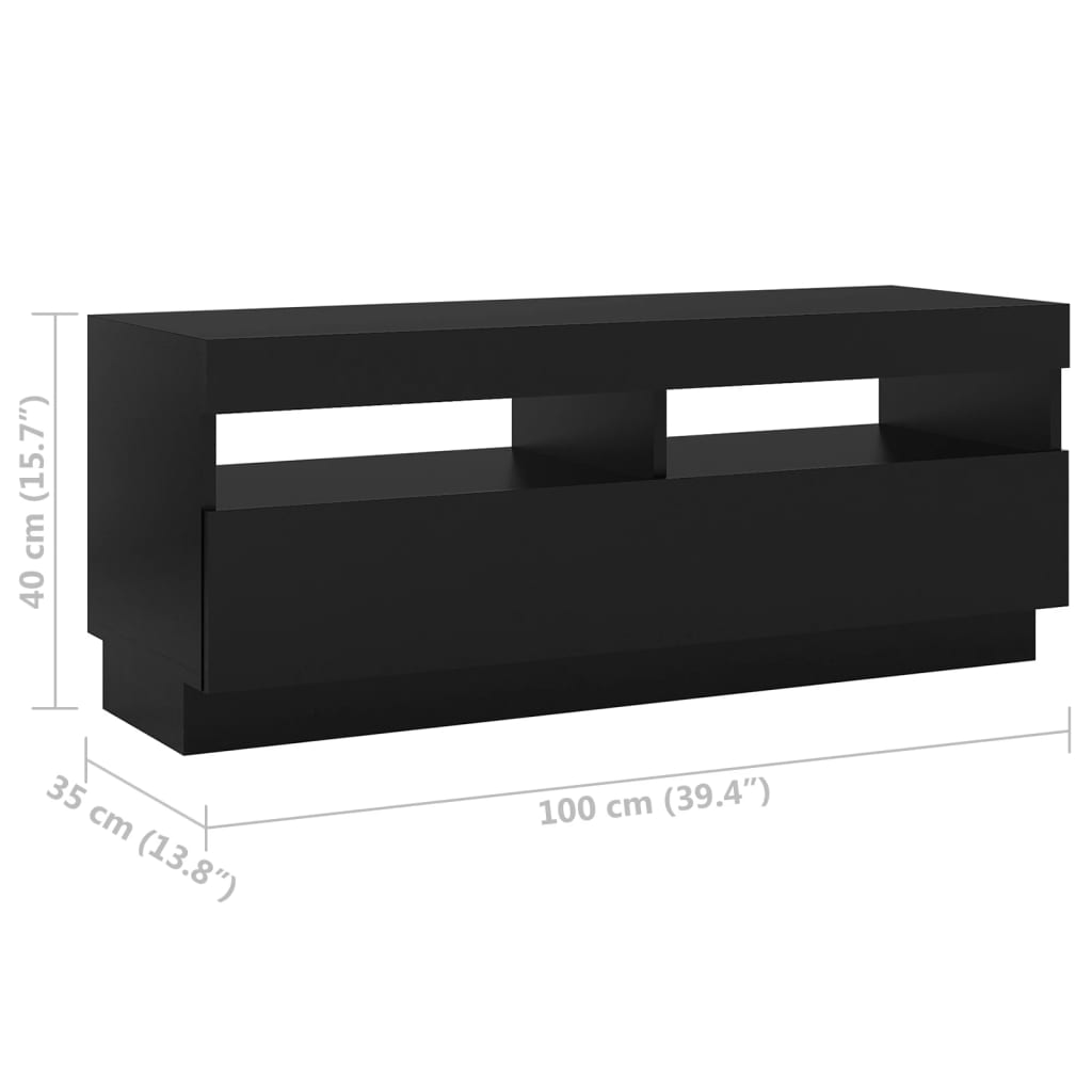 Meuble TV vidaXL avec lumières LED noir 200x35x40 cm