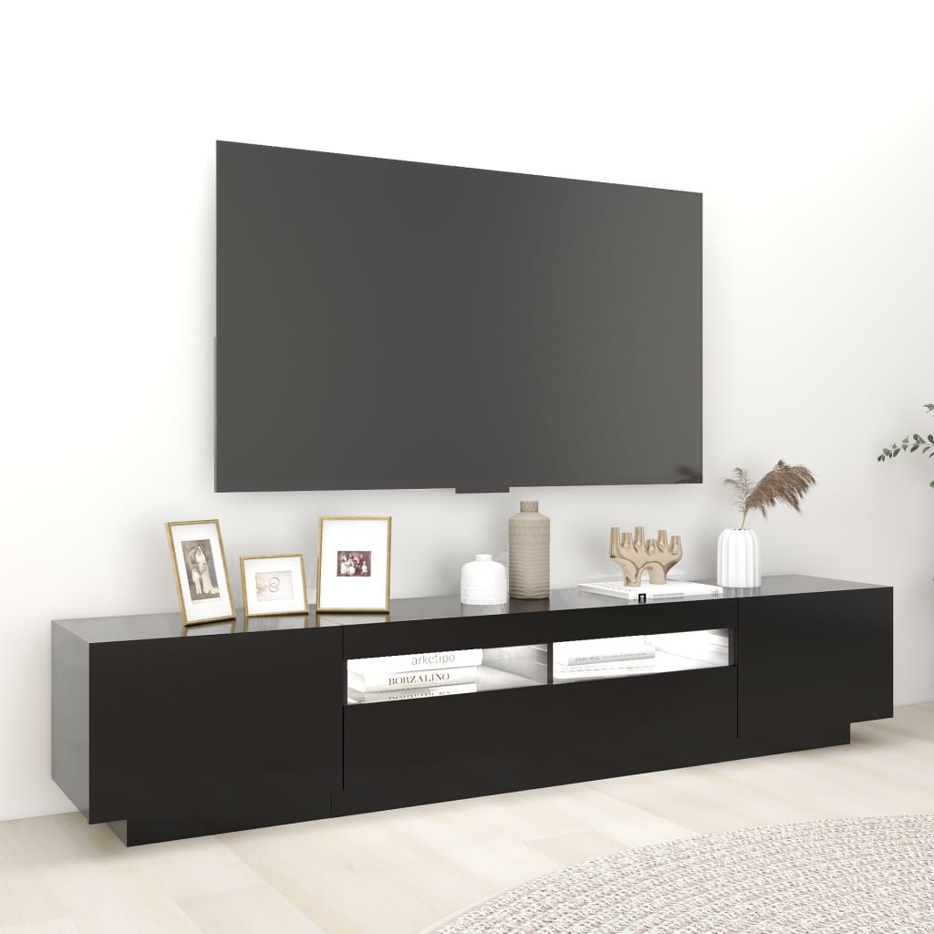 Meuble TV vidaXL avec lumières LED noir 200x35x40 cm