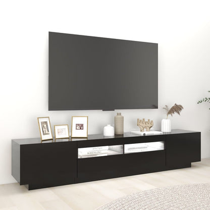 Meuble TV vidaXL avec lumières LED noir 200x35x40 cm