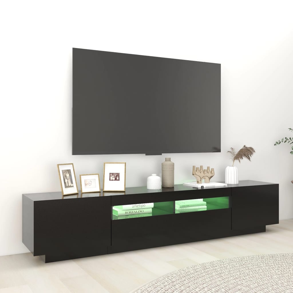 Meuble TV vidaXL avec lumières LED noir 200x35x40 cm