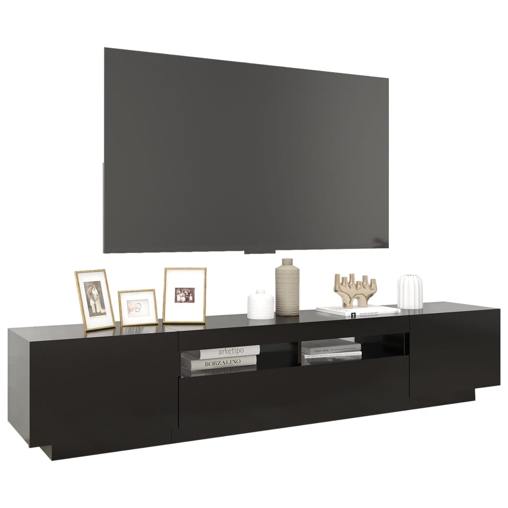 Meuble TV vidaXL avec lumières LED noir 200x35x40 cm