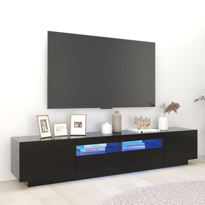 Meuble TV vidaXL avec lumières LED noir 200x35x40 cm