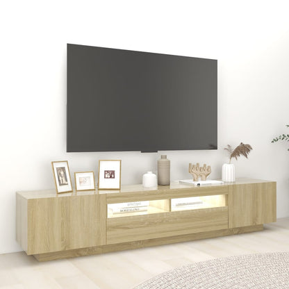 Meuble TV vidaXL avec lumières LED chêne Sonoma 200x35x40 cm