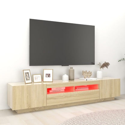 Meuble TV vidaXL avec lumières LED chêne Sonoma 200x35x40 cm