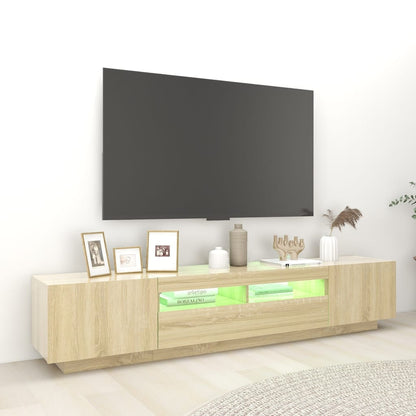 Meuble TV vidaXL avec lumières LED chêne Sonoma 200x35x40 cm