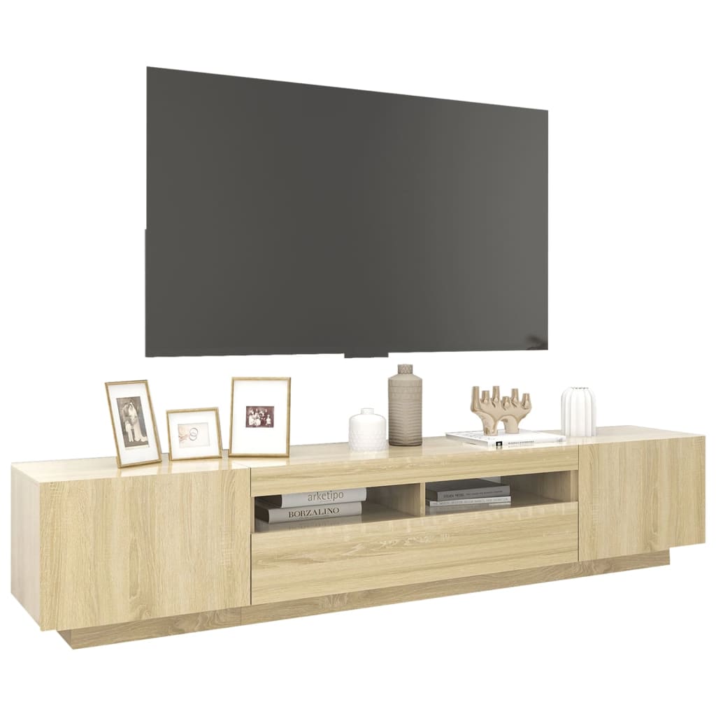 Meuble TV vidaXL avec lumières LED chêne Sonoma 200x35x40 cm