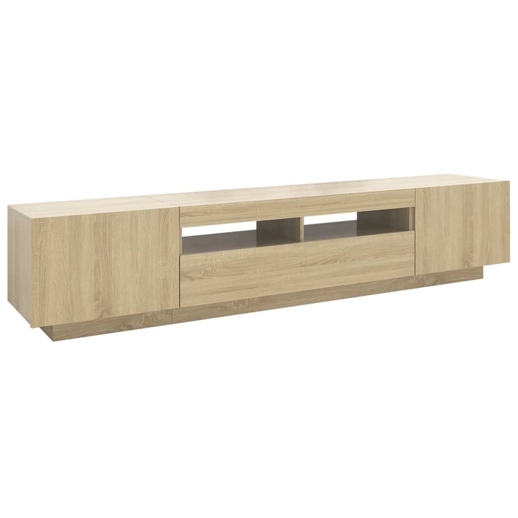Meuble TV vidaXL avec lumières LED chêne Sonoma 200x35x40 cm