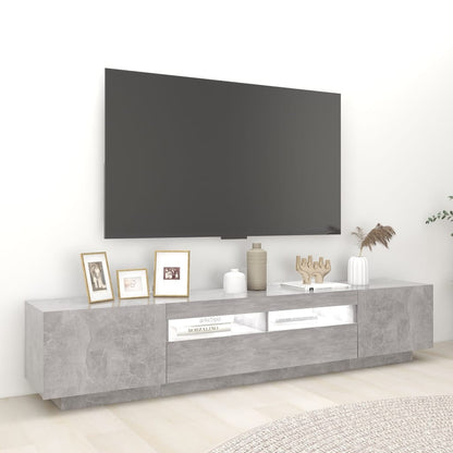 Meuble TV vidaXL avec lumières LED gris béton 200x35x40 cm