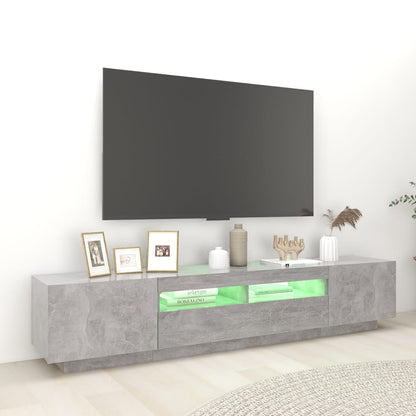 Meuble TV vidaXL avec lumières LED gris béton 200x35x40 cm