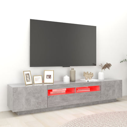 Meuble TV vidaXL avec lumières LED gris béton 200x35x40 cm