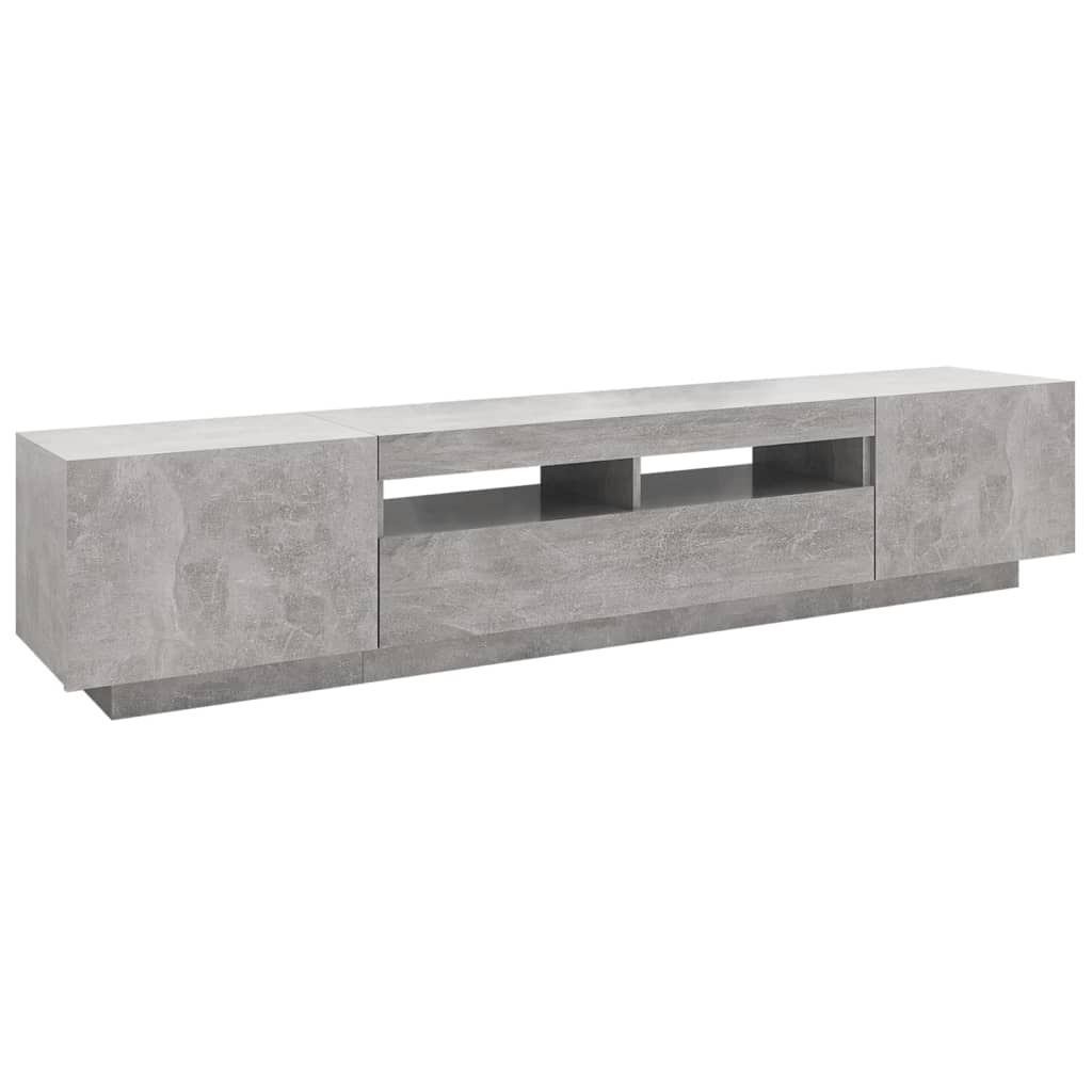 Meuble TV vidaXL avec lumières LED gris béton 200x35x40 cm