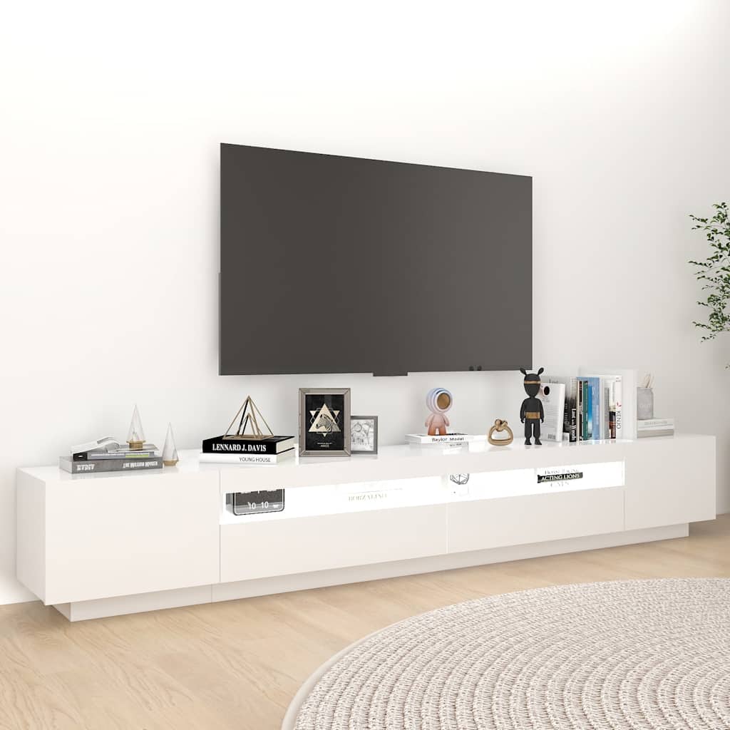 vidaXL Meuble TV avec lumières LED Blanc 260x35x40cm