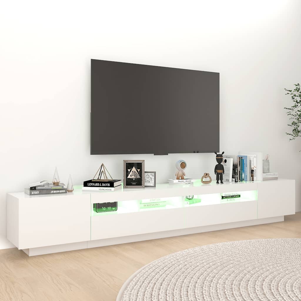 vidaXL Meuble TV avec lumières LED Blanc 260x35x40cm