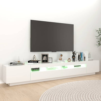 vidaXL Meuble TV avec lumières LED Blanc 260x35x40cm