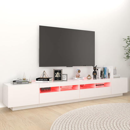 vidaXL Meuble TV avec lumières LED Blanc 260x35x40cm