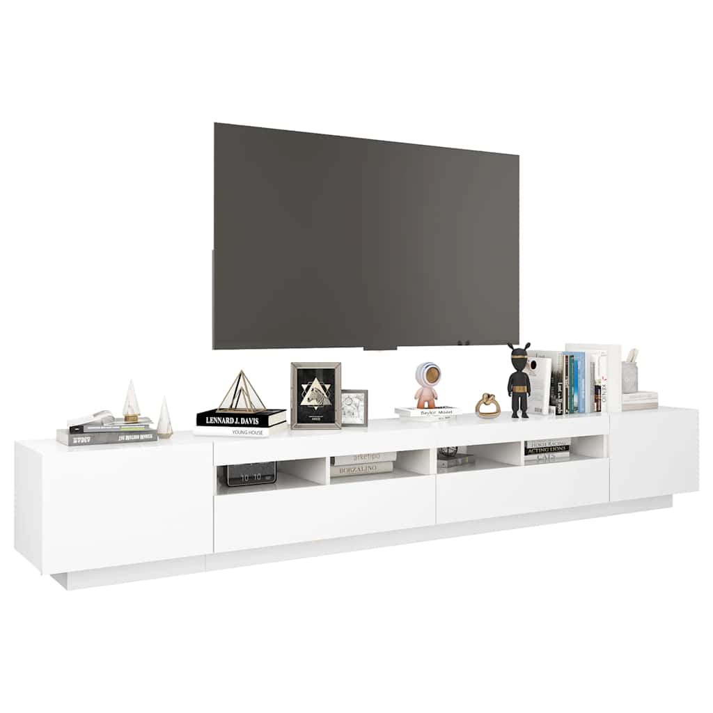 vidaXL Meuble TV avec lumières LED Blanc 260x35x40cm