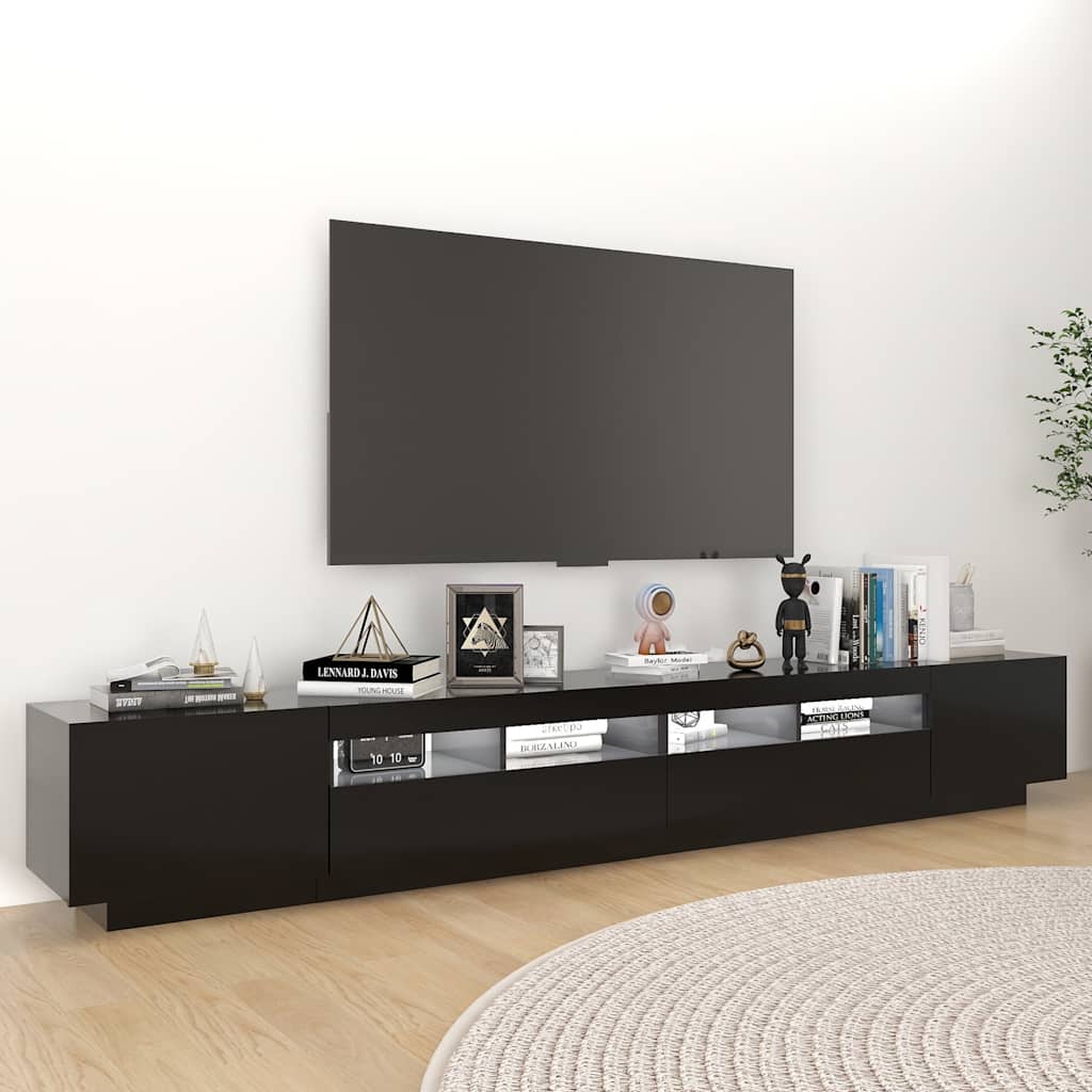 Meuble TV vidaXL avec lumières LED noir 260x35x40 cm