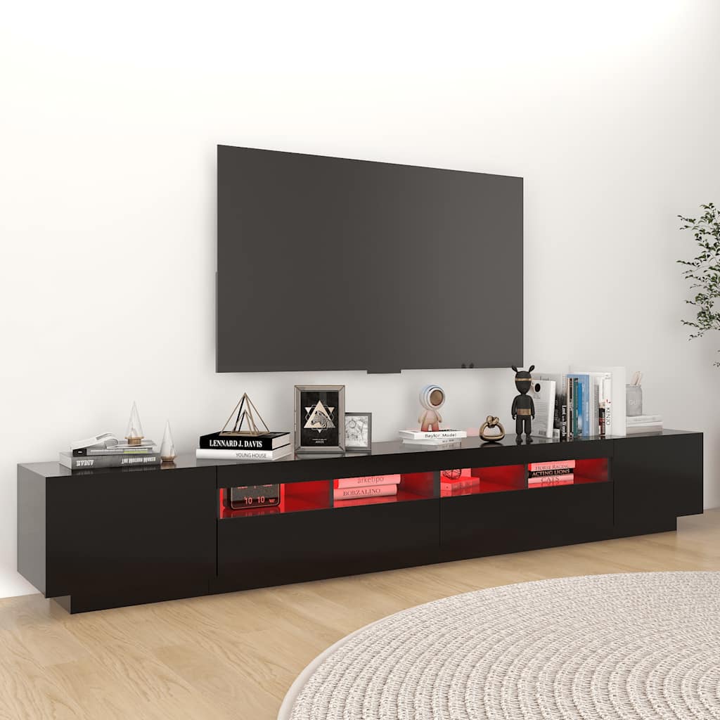 Meuble TV vidaXL avec lumières LED noir 260x35x40 cm
