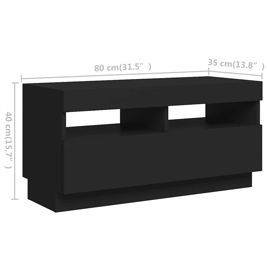 Meuble TV vidaXL avec lumières LED noir 260x35x40 cm