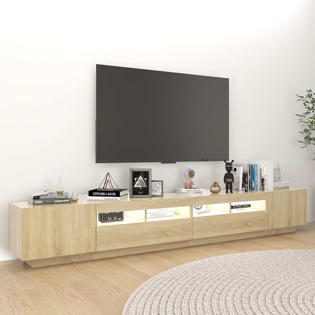 Meuble TV vidaXL avec lumières LED chêne Sonoma 260x35x40 cm