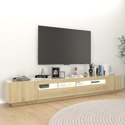 Meuble TV vidaXL avec lumières LED chêne Sonoma 260x35x40 cm