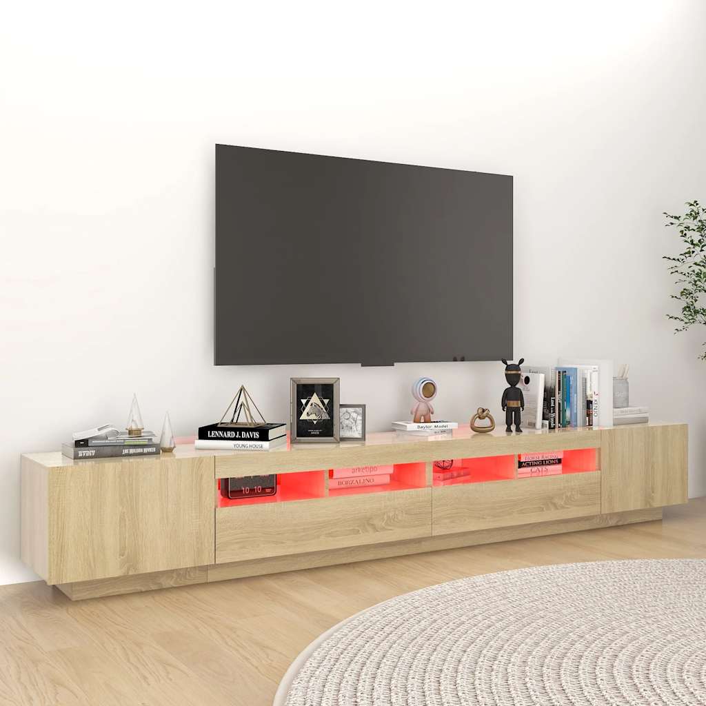 Meuble TV vidaXL avec lumières LED chêne Sonoma 260x35x40 cm