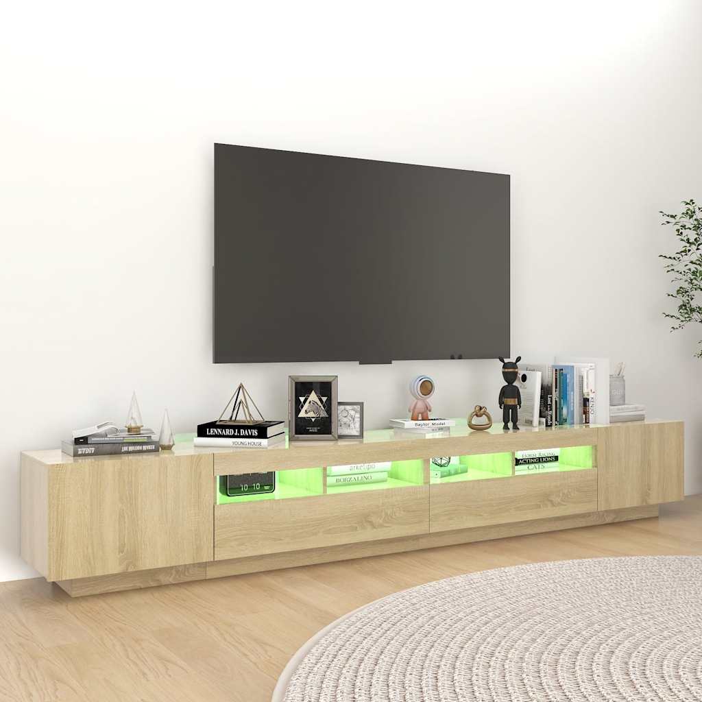 Meuble TV vidaXL avec lumières LED chêne Sonoma 260x35x40 cm