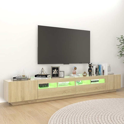 Meuble TV vidaXL avec lumières LED chêne Sonoma 260x35x40 cm