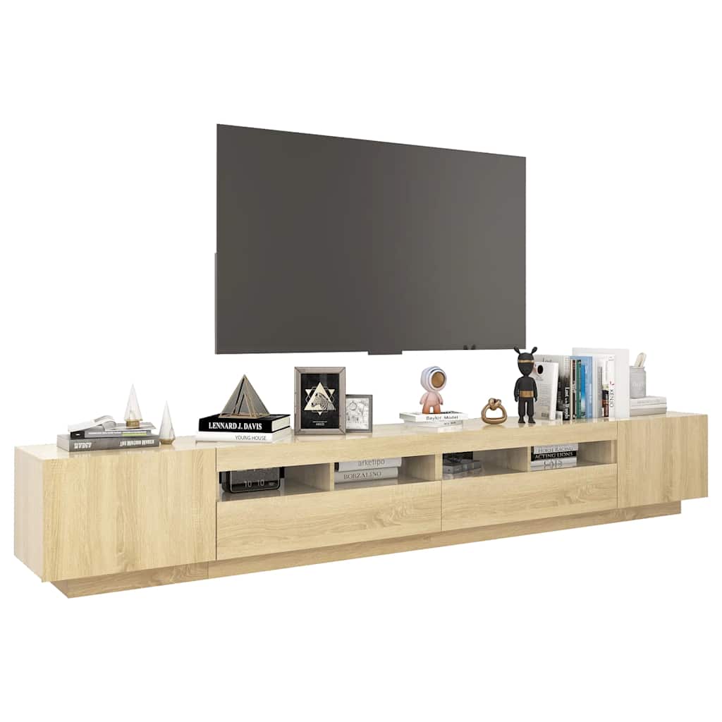 Meuble TV vidaXL avec lumières LED chêne Sonoma 260x35x40 cm