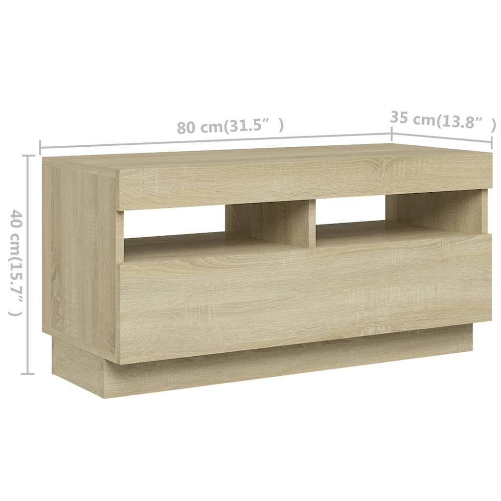 Meuble TV vidaXL avec lumières LED chêne Sonoma 260x35x40 cm