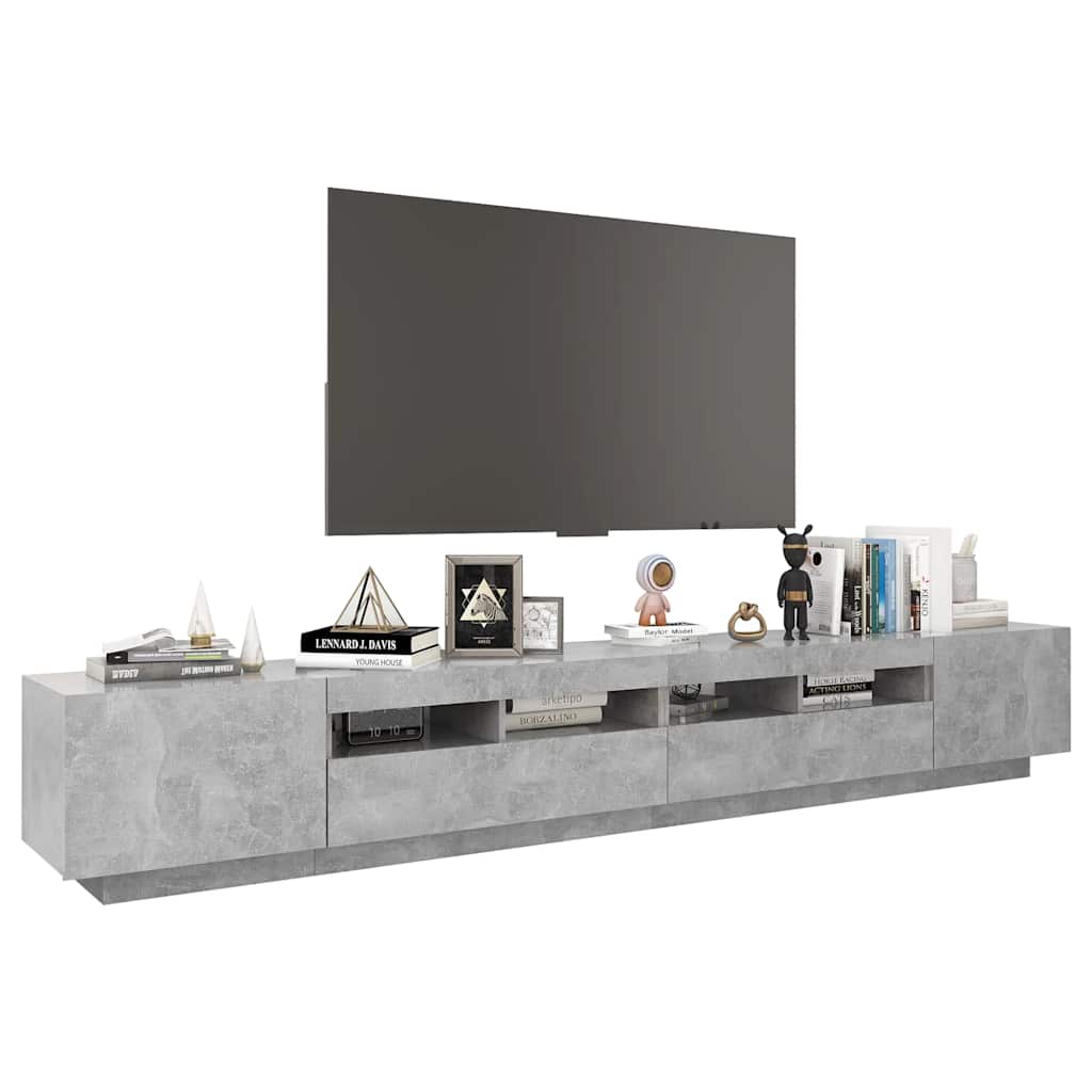 Meuble TV vidaXL avec lumières LED gris béton 260x35x40 cm