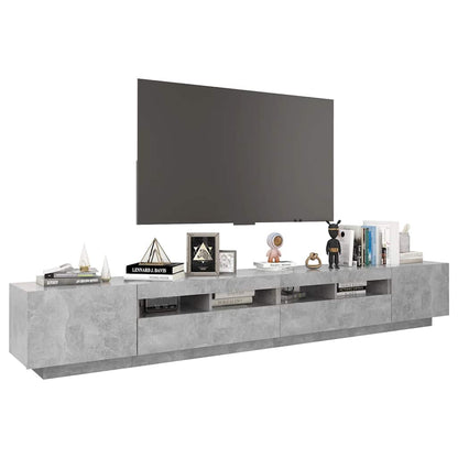 Meuble TV vidaXL avec lumières LED gris béton 260x35x40 cm