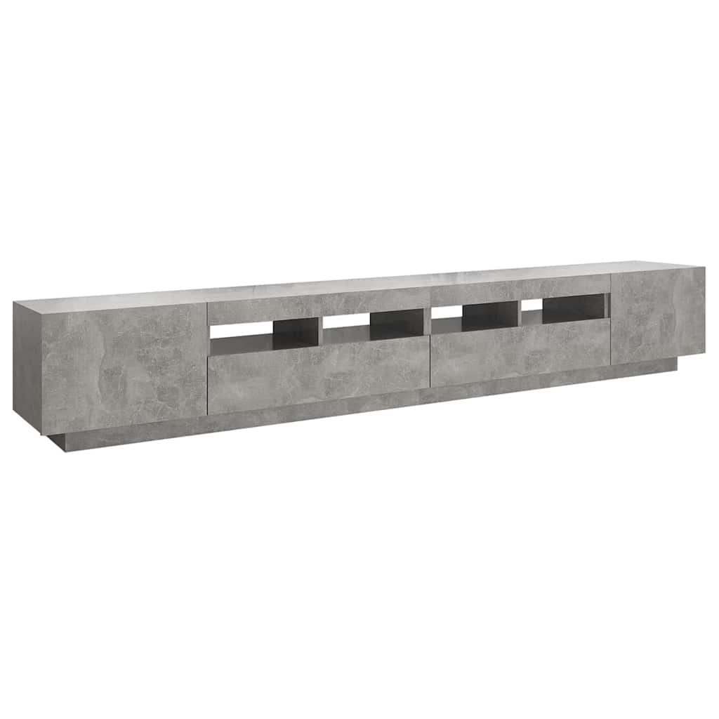 Meuble TV vidaXL avec lumières LED gris béton 260x35x40 cm