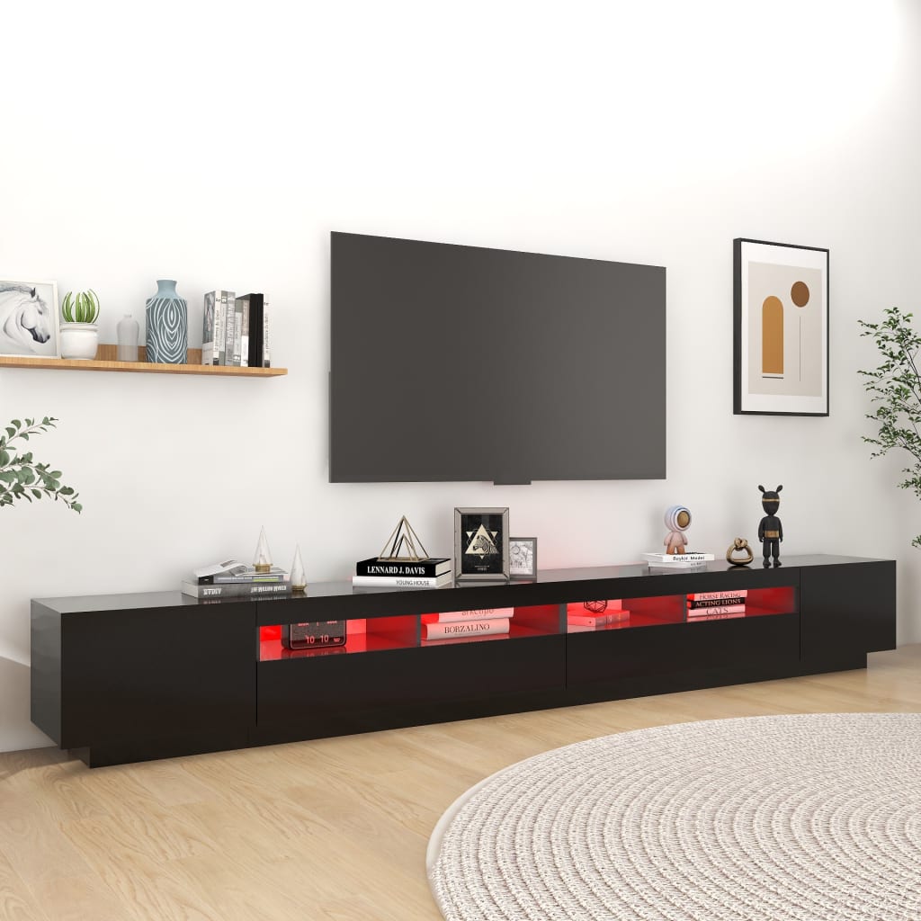 Meuble TV vidaXL avec lumières LED noir 300x35x40 cm
