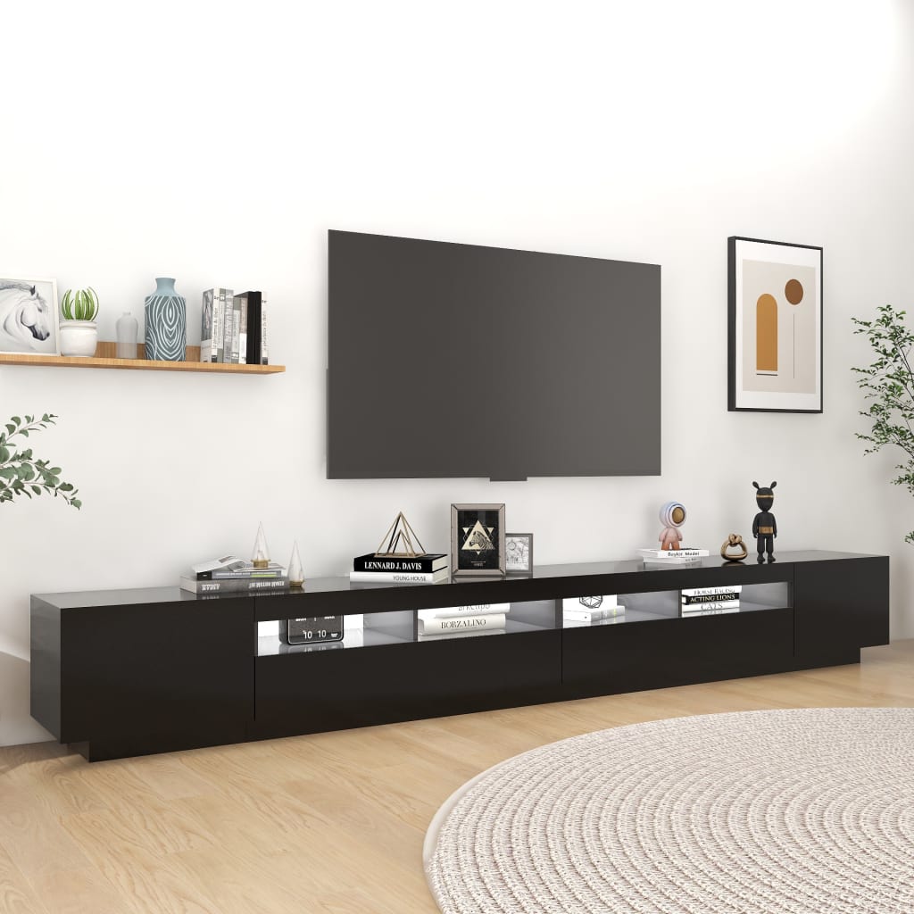Meuble TV vidaXL avec lumières LED noir 300x35x40 cm