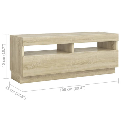 Meuble TV vidaXL avec lumières LED chêne Sonoma 300x35x40 cm