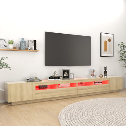 Meuble TV vidaXL avec lumières LED chêne Sonoma 300x35x40 cm