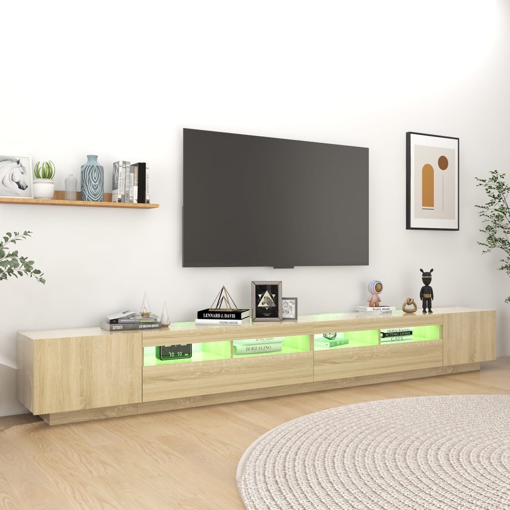 Meuble TV vidaXL avec lumières LED chêne Sonoma 300x35x40 cm