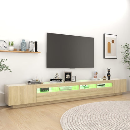 Meuble TV vidaXL avec lumières LED chêne Sonoma 300x35x40 cm