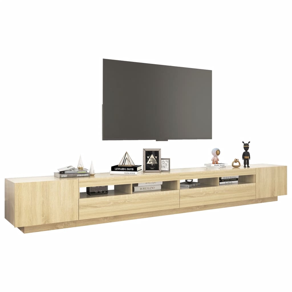 Meuble TV vidaXL avec lumières LED chêne Sonoma 300x35x40 cm