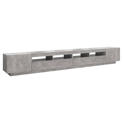 vidaXL Meuble TV avec lumières LED gris béton 300x35x40 cm